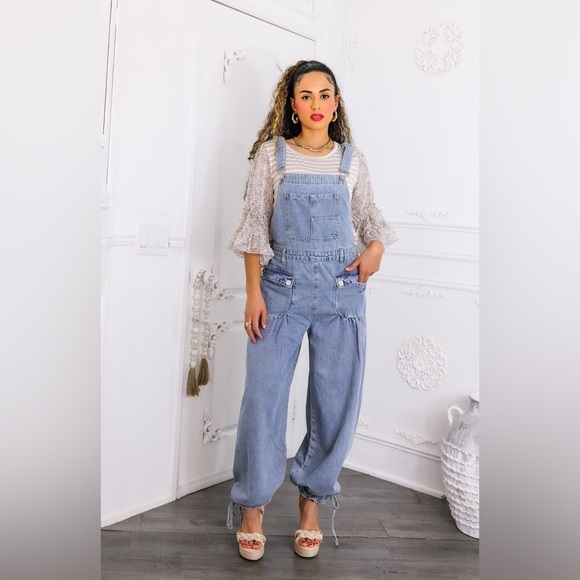 Women's Blue Denim Overalls - Picture 1 of 7